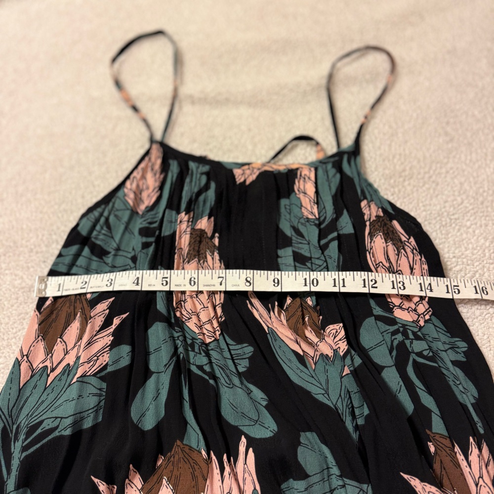 Floral Black Maxi Dress with Pink & Teal Blooms - Picture 7 of 13